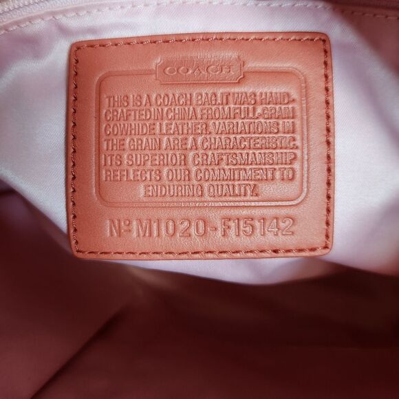 Coach Signature Stitch Patent Leather Tote Shoulder Bag Mango/Coral/Orange NWT - Picture 8 of 12